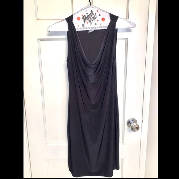 Black draped neck dress - Picture 2 of 2